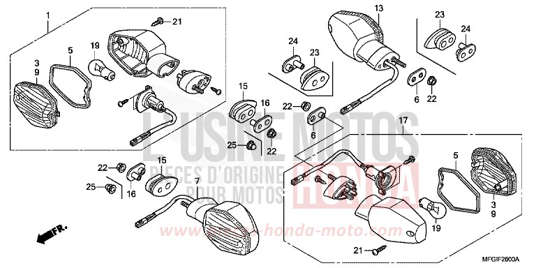 WINKER for CB600F Hornet ABS QUASAR SILVER METALLIC (NHA48) from 2010
